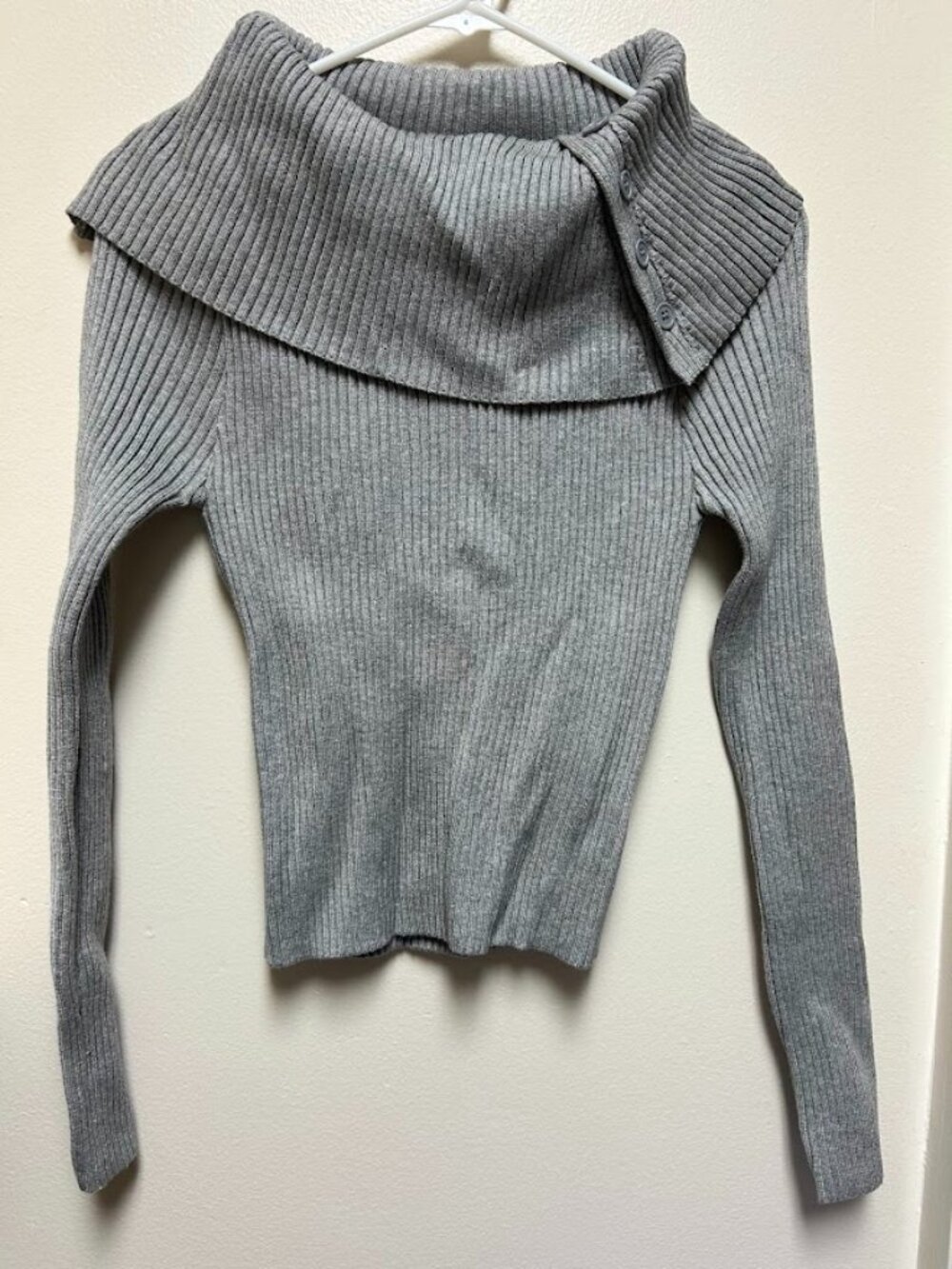 Chic Outcome Heather Grey Ribbed Knit Collared Sweater Top - Lulus